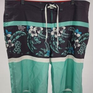 Goodfellow & Co Tropical Floral Swim Shorts - Black and Teal